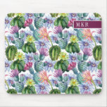 Hand Painted Watercolor Cactus Pattern Mouse Pad