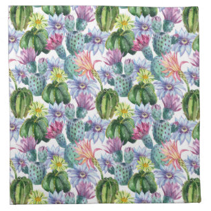 Hand Painted Watercolor Cactus Pattern Napkin