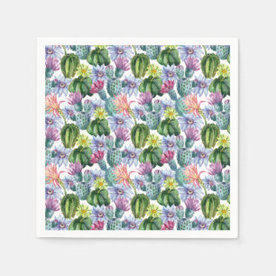 Hand Painted Watercolor Cactus Pattern Napkins