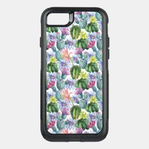 Hand Painted Watercolor Cactus Pattern OtterBox Commuter iPhone SE/8/7 Case