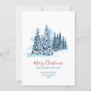 Hand Painted Watercolor Christmas Greeting Card