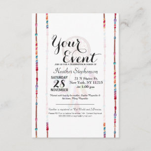 Hand Painted Watercolor Dreamcatcher Beads Feather Invitation