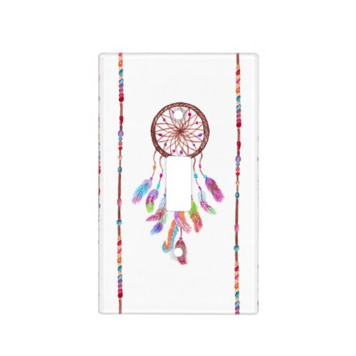 Hand Painted Watercolor Dreamcatcher Beads Feather Light Switch Cover