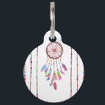 Hand Painted Watercolor Dreamcatcher Beads Feather Pet Tag<br><div class="desc">This artistic and cool hand painted watercolor dreamcatcher,  beads,  and feathers is perfect for the trendy and stylish woman. Its bohemian and hipster print is great for many gifts and occasions. Enjoy this colorful and cute Native American classic for your next purchase!</div>