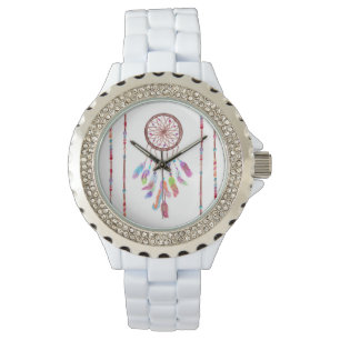 Hand Painted Watercolor Dreamcatcher Beads Feather Watch
