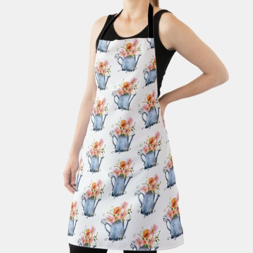 Hand_Painted Watercolor Floral Apron