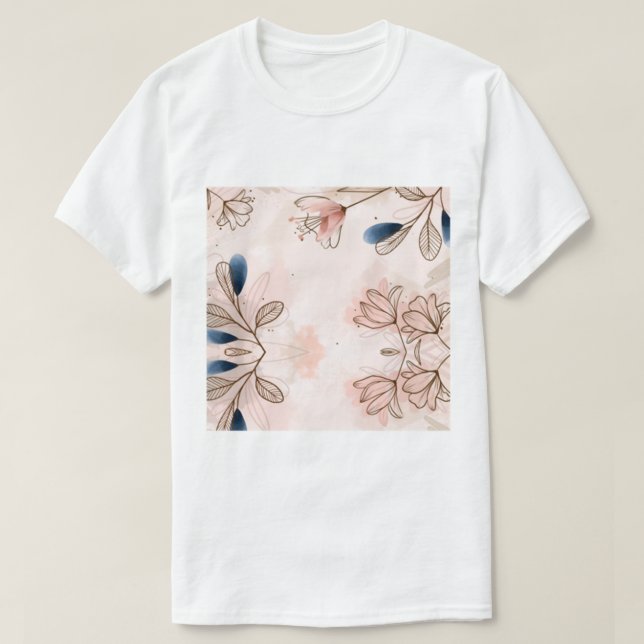 Hand Painted Watercolor Floral Batik Pattern    T-Shirt (Design Front)