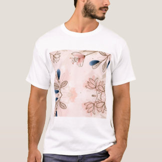 Hand Painted Watercolor Floral Batik Pattern T-Shirt