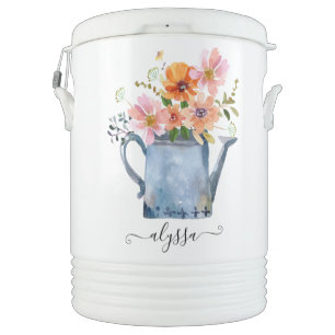 Hand-Painted Watercolor Floral Beverage Cooler