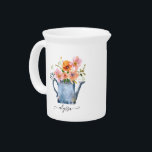 Hand-Painted Watercolor Floral Beverage Pitcher<br><div class="desc">Hand-Painted Watercolor Floral design with stylish trendy custom name.</div>