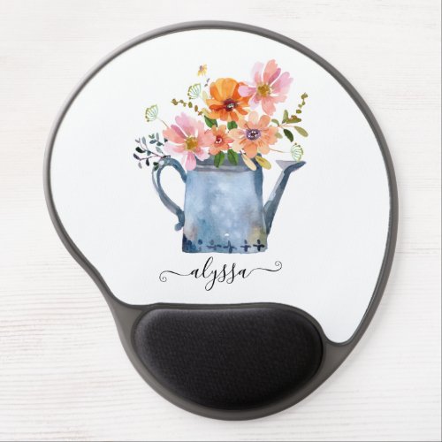 Hand_Painted Watercolor Floral Gel Mouse Pad