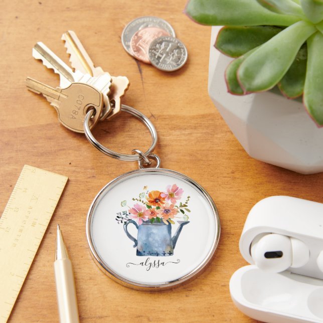 Hand-Painted Watercolor Floral Keychain (Desk)
