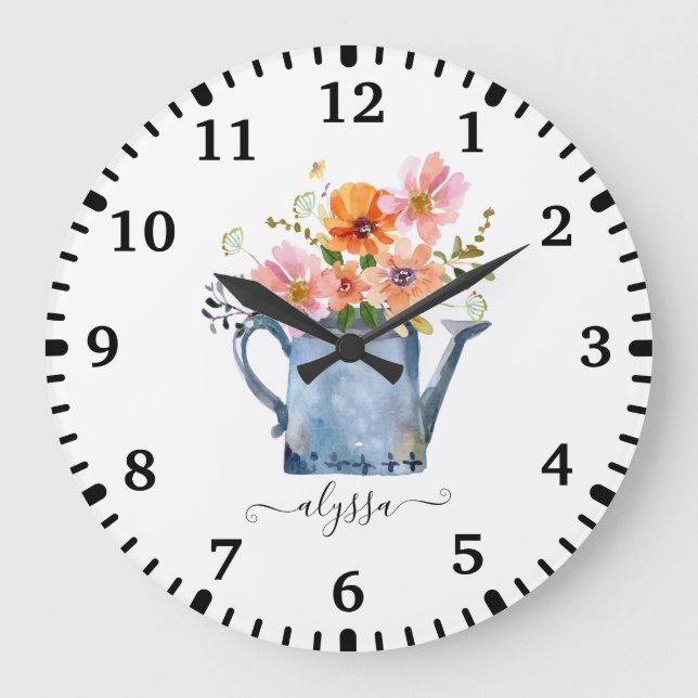 Hand-Painted Watercolor Floral Large Clock (Front)