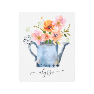 Hand-Painted Watercolor Floral Metal Print
