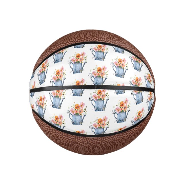 Hand-Painted Watercolor Floral Mini Basketball (Front)