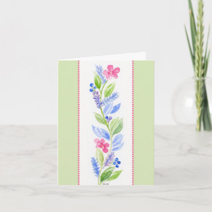 Hand Painted Watercolor Floral Note Blank Thank You Card