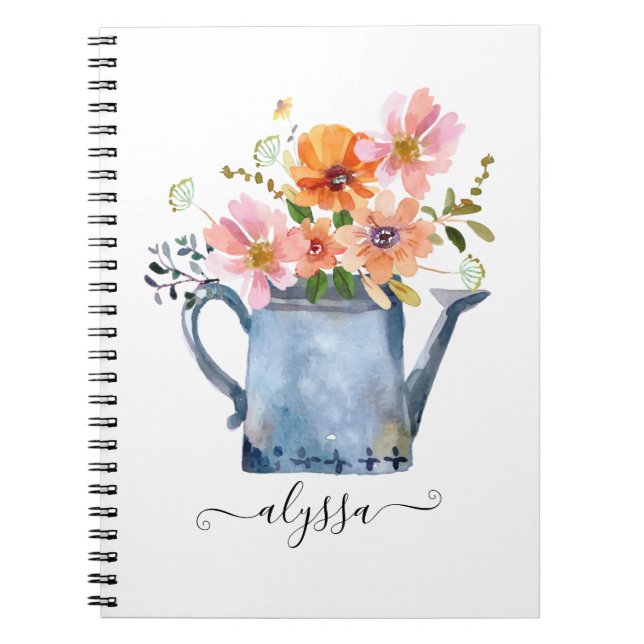 Hand-Painted Watercolor Floral Notebook (Front)