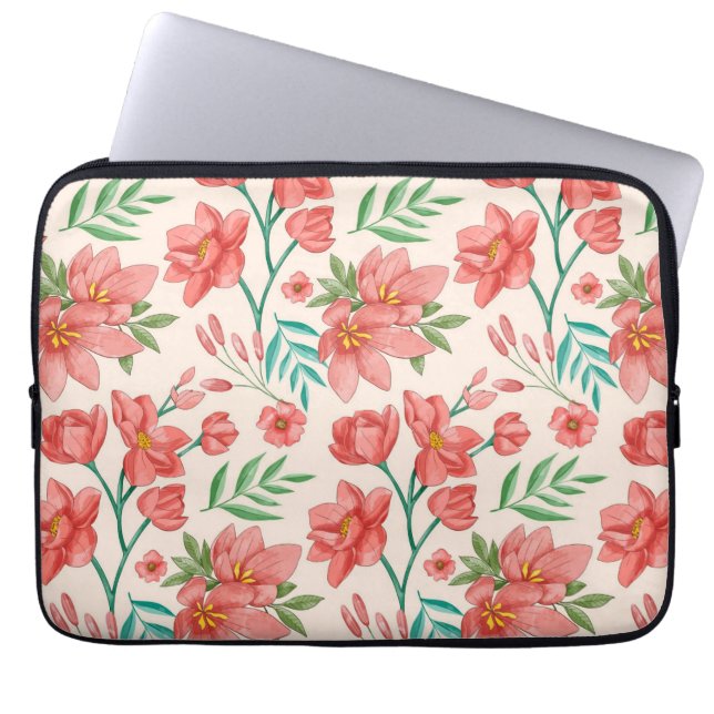 Hand Painted Watercolor Floral Pattern-54098 Laptop Sleeve (Front)