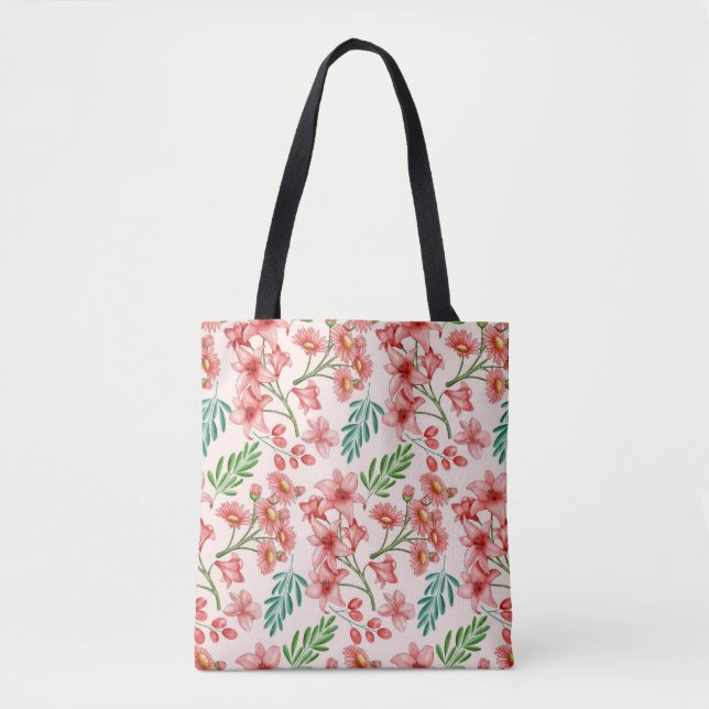 Hand Painted Watercolor Floral Pattern-54098 Tote Bag (Front)
