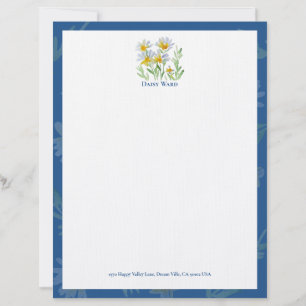 Hand-Painted Watercolor Floral Pattern Letterhead