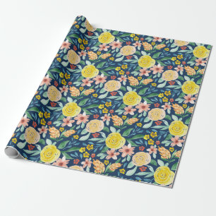 Hand painted watercolor floral patterned wrapping  wrapping paper