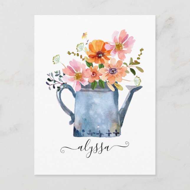Hand-Painted Watercolor Floral Postcard (Front)