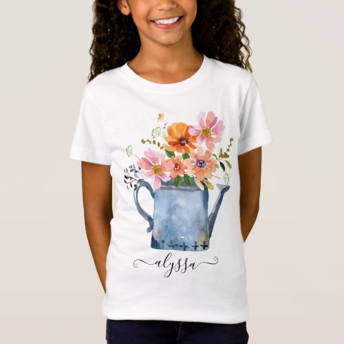 Hand_Painted Watercolor Floral  T_Shirt
