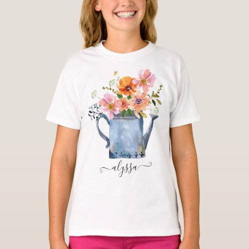 Hand_Painted Watercolor Floral T_Shirt