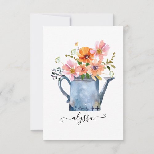 Hand_Painted Watercolor Floral Thank You Card