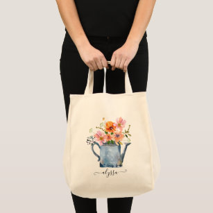 Hand-Painted Watercolor Floral Tote Bag