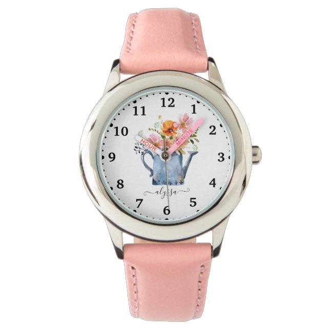 Hand-Painted Watercolor Floral Watch (Front)