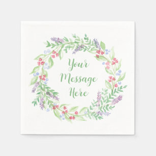 Hand Painted Watercolor Floral Wreath Napkins