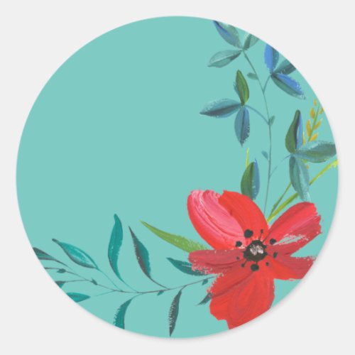 hand_painted_watercolor_flower classic round sticker