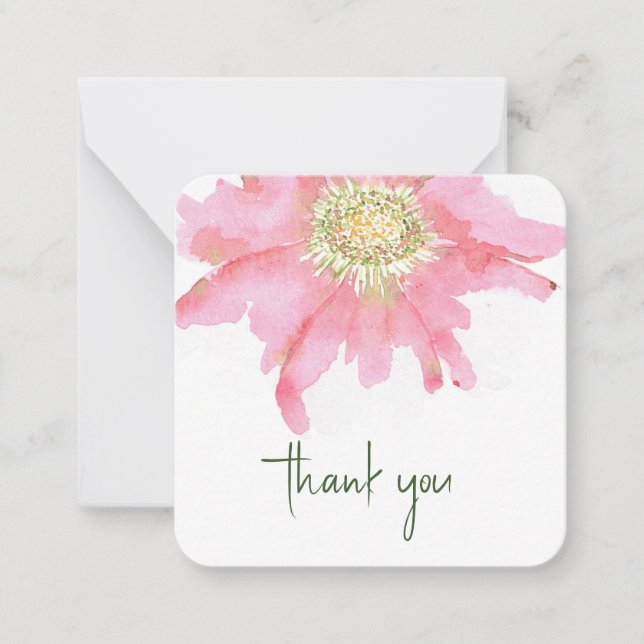 Hand Painted Watercolor Flower | Custom Thank You Note Card (Front)