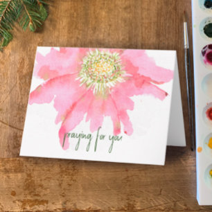 Hand Painted Watercolor Flower Praying For You Card