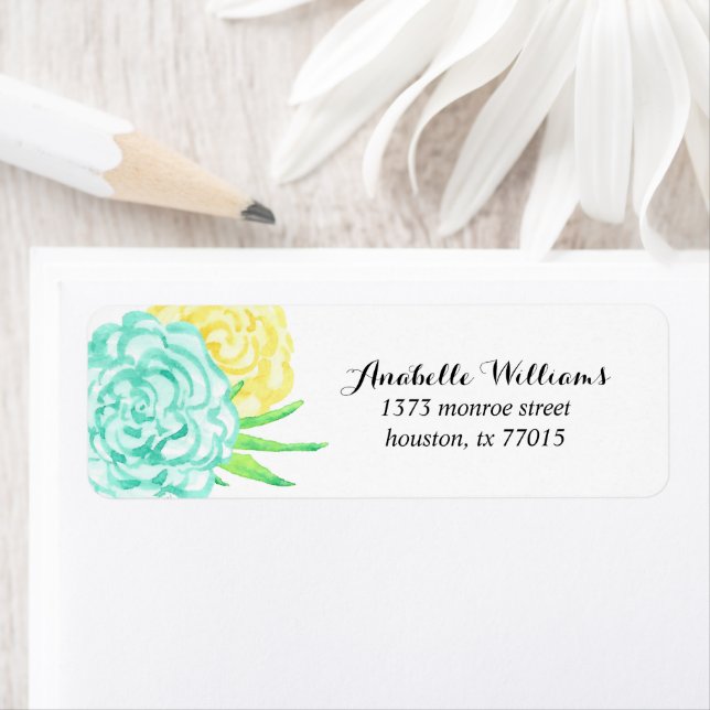 Hand Painted Watercolor Flowers Label (Insitu)