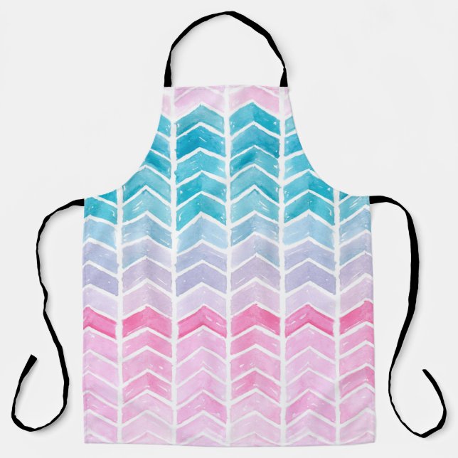Hand painted watercolor gradient geometric blue an apron (Front)