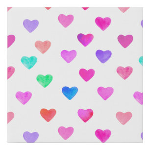 hand painted watercolor hearts pattern Valentine's Faux Canvas Print