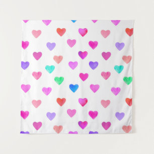 hand painted watercolor hearts pattern Valentine's Tapestry
