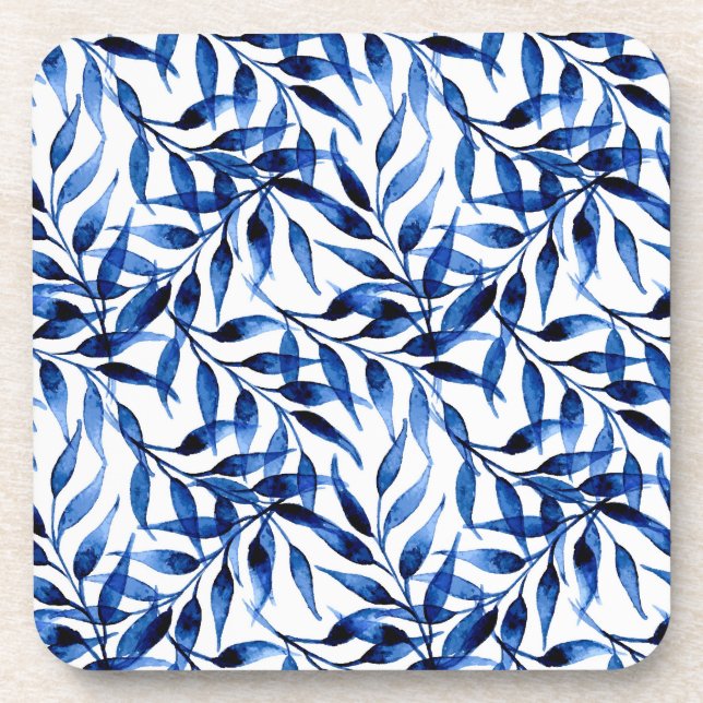 Hand Painted Watercolor Ink Pattern Beverage Coaster (Front)
