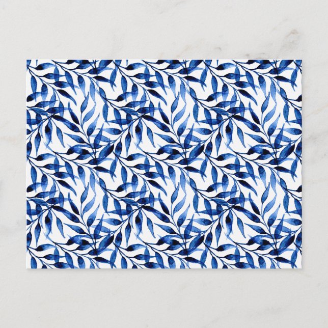 Hand Painted Watercolor Ink Pattern Holiday Postcard (Front)