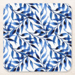 Hand Painted Watercolor Ink Pattern Square Paper Coaster
