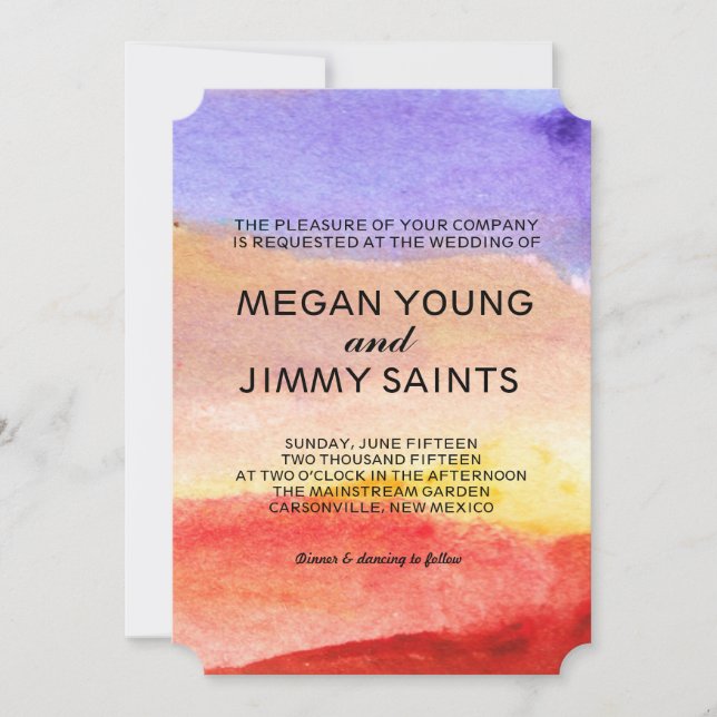 hand painted watercolor invitation (Front)