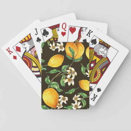 Hand Painted Watercolor Lemon Pattern Playing Cards
