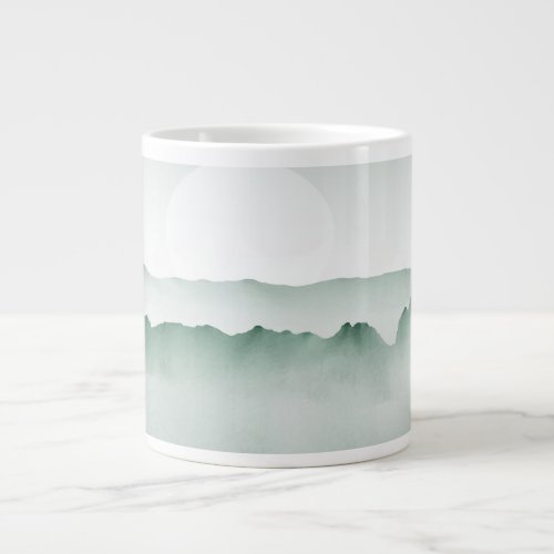 Hand Painted Watercolor Mountain Landscape Giant Coffee Mug