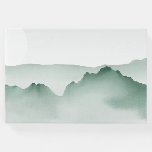 Hand Painted Watercolor Mountain Landscape Guest Book