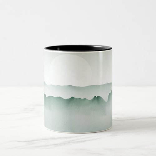 Hand Painted Watercolor Mountain Landscape Two_Tone Coffee Mug