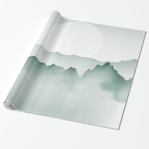Hand Painted Watercolor Mountain Landscape Wrapping Paper