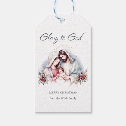 Hand painted watercolor Nativity scene  Your Name Gift Tags