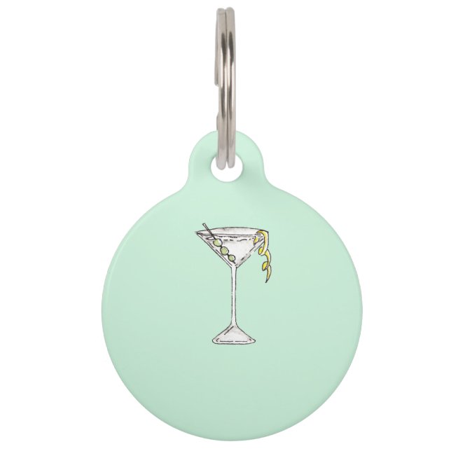 Hand Painted Watercolor Olive Martini Cocktail Pet Tag (Back)